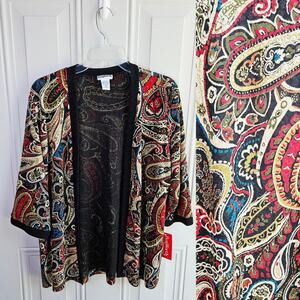 Vintage New NWT BonWorth Paisley Print Cardigan Size Medium Petite MP 3/4 Sleeve